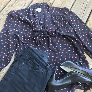 Small Loft Long Sleeve Bow Blouse